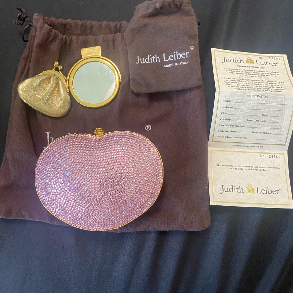 Judith Leiber Pink and Gold Crystal Clutch